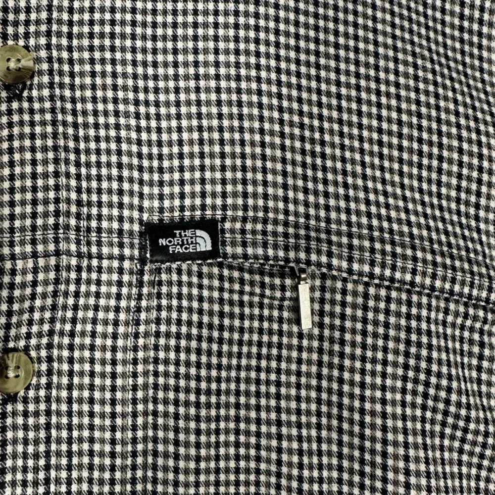 The North Face Shirt Mens XL Black White Gingham Check Hiking Button Up Outdoor